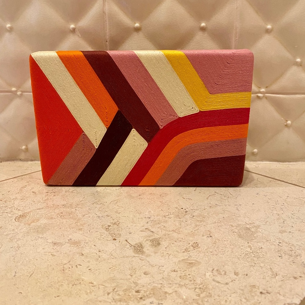 Marge Lou Orange and Tan Clutch